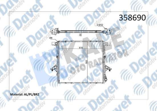 KALE 358690 Su Radyatoru Volkswagen Amarok 2.0tdi/Tsi/Bitdi 10<20 (Mt) (Brazing) (616x582x22)